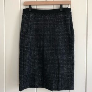 Tory Burch silver and black tweed pencil skirt